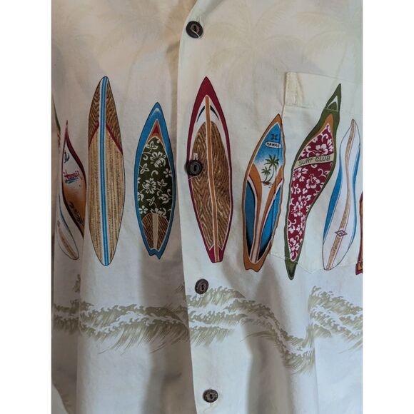 Ky's Made in Hawaii Surfboard Print Aloha Shirt Men's XL 100% Cotton - Picture 1 of 5